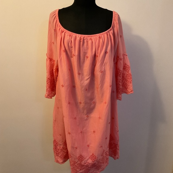 St. John's Bay Dresses & Skirts - 3. NWT St. John’s Bay Orange Peach Eyelet Off The Shoulders Midi Dress Size XL